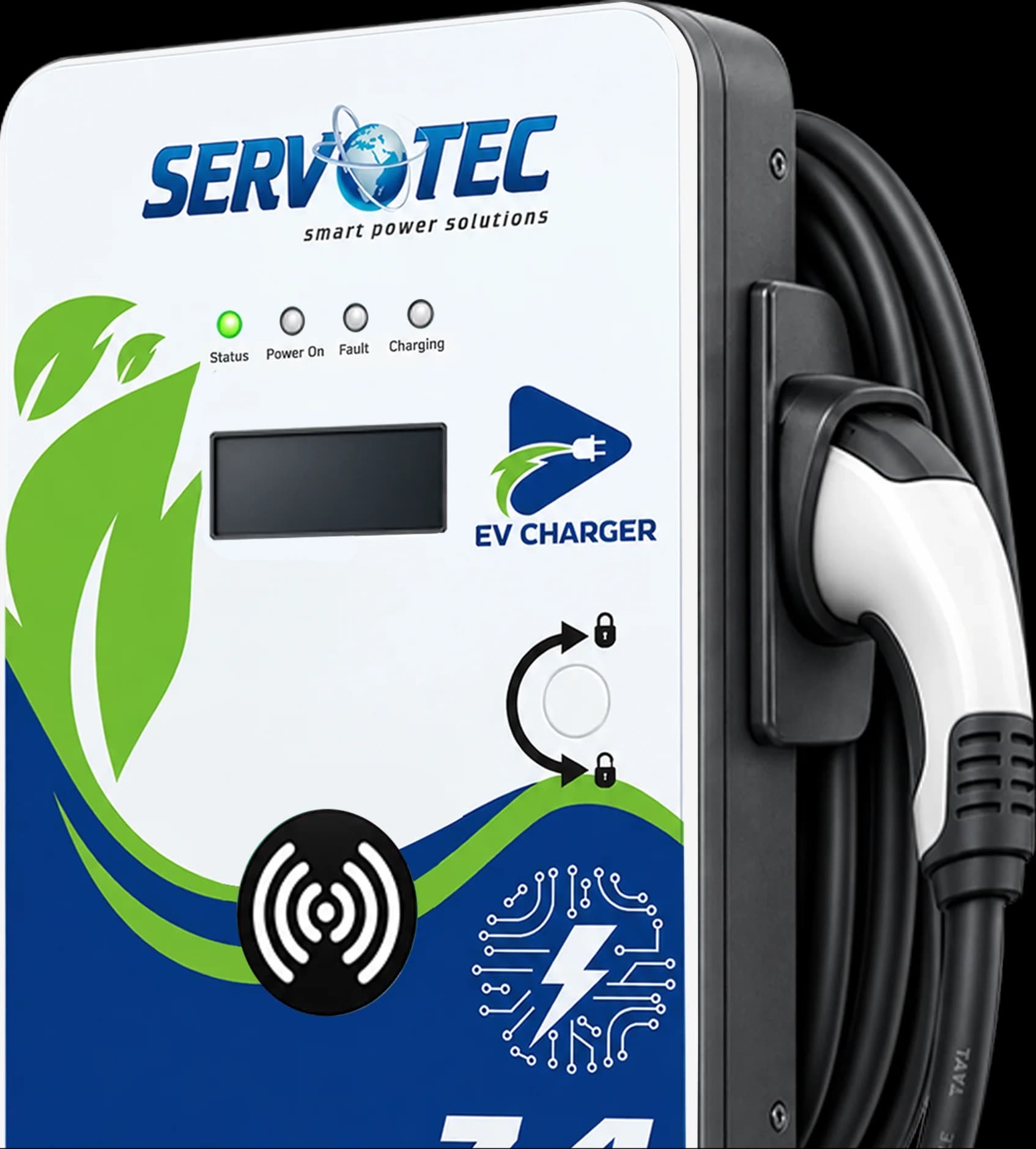 The same charger enclosure in Servotech livery