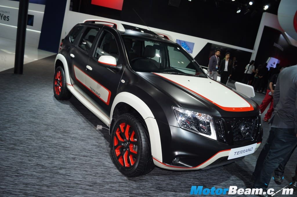 Nissan Terrano special edition with a matte black, white and red graphic livery and red alloy wheels